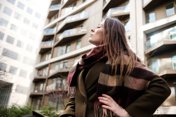 istock Caucasian model posing in front of building in London. 1485441629