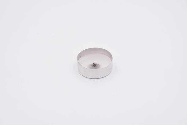 White tea lights candles with metal housing
