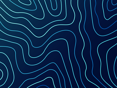 Blue wave water topographic lines background.