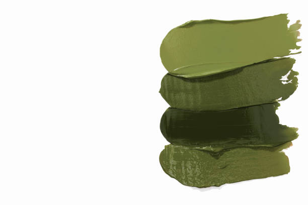 istock Pattern smears and textures of lipsticks or acrylic paints isolated on white background. Cream makeup texture. Bright green color cosmetic product brush stroke swipe sample. Top view 1485450613