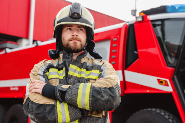 istock Caucasian Firefigher Wearing Protective Gear 1485451880