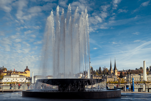 Wagenbach fountain in harbor of Lucerne, Switzerland