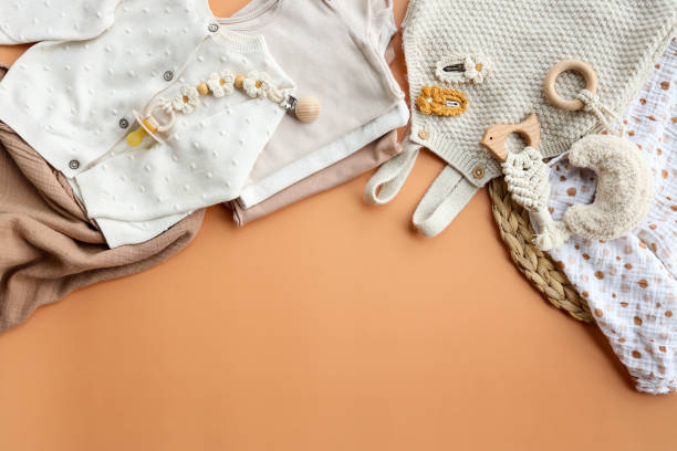 istock Set of stylish things for newborns top view, flat lay 1485460690