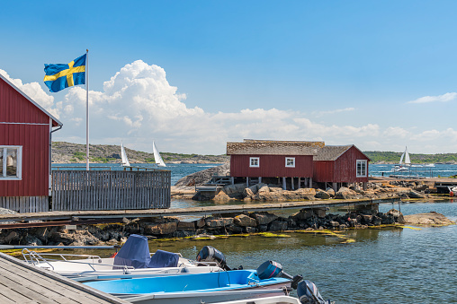 View over Fjallbacka harbour on the Swedish west Coast.