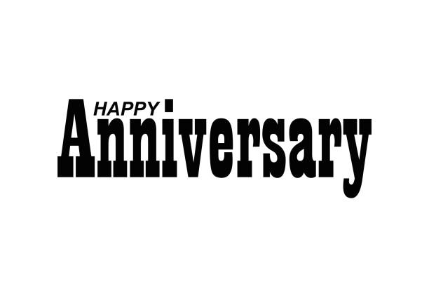 istock Happy Anniversary greeting card. Hand drawn vector line lettering. Typography vector design for greeting cards and poster. Handwritten modern black pen lettering. Black text with swashes. 1485463168