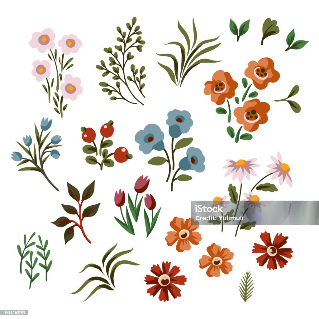 Ditsy Simple Small Flowers Isolated Vector Stock Illustration - Download  Image Now - Backgrounds, Floral Pattern, Flower - iStock