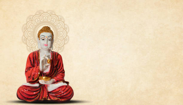 istock Buddha Purnima, Buddha statue meditation, floral background 1485469324
