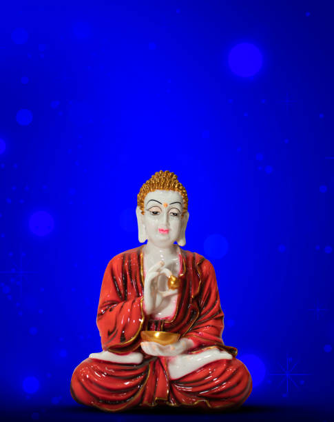 istock Buddha Purnima, Buddha statue meditation, floral background 1485469548
