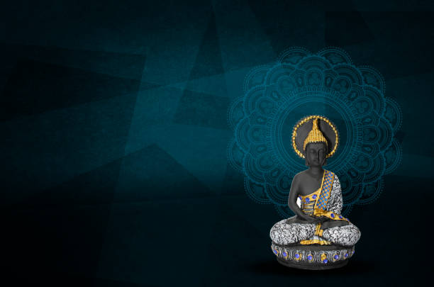 istock Buddha Purnima, Buddha statue meditation, floral background 1485469692