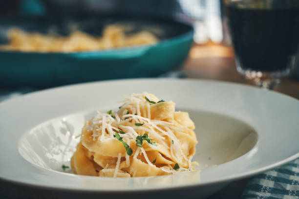 istock Fettuccine Pasta Alfredo with Parmesan 1485472755