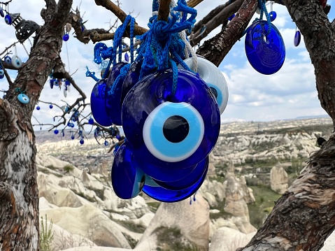 cappadocia ornate tree evil eye bead blue travel