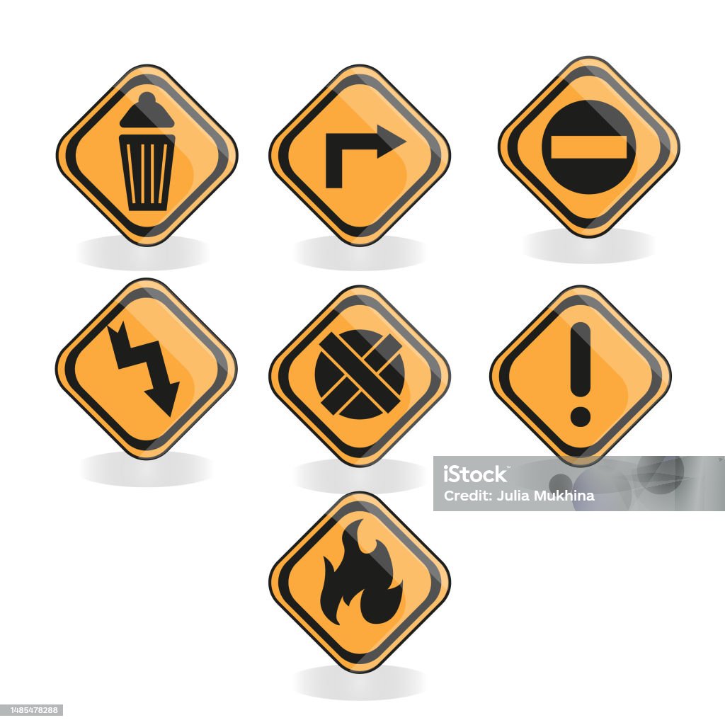 Warning Signages Vector Warning Signs Stock Illustration - Download Image Now - Alertness ...