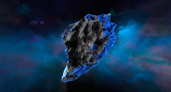 Asteroid In Outer Space With Universe Galaxy Space Background