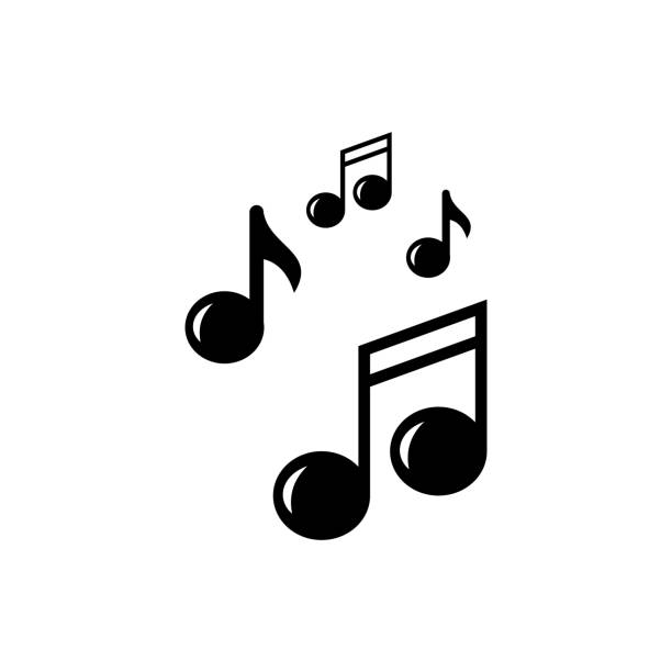 ilustraciones, imágenes clip art, dibujos animados e iconos de stock de icono de música en la ilustración de moda - notes