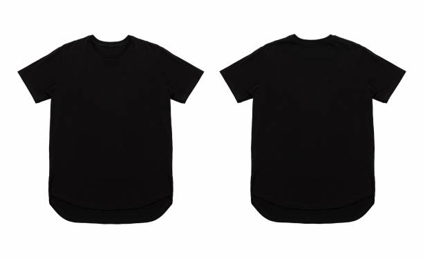 istock Black t-shirts with copy space on a white isolated background. 1485482594
