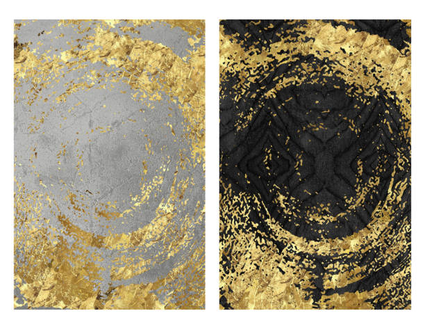 nordic modern black and golden modern wall decor. 3d abstract black trunk wallpaper. Curvy lines in drawing resin geode functional art