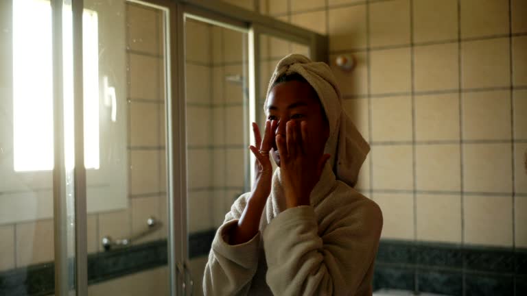 A Serene Start to the Day: A Young Woman's Morning Personal Hygiene Ritual