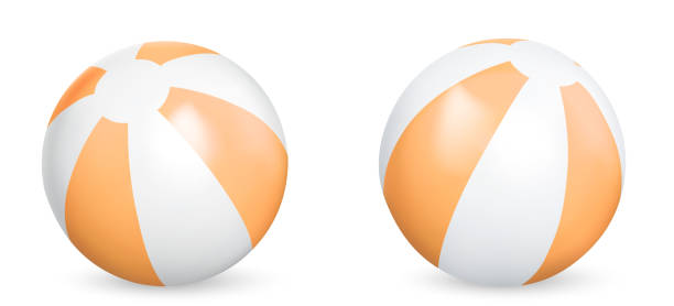 ilustrações de stock, clip art, desenhos animados e ícones de vector realistic illustration beach balls set isolated on white background - beach ball ball bouncing white background