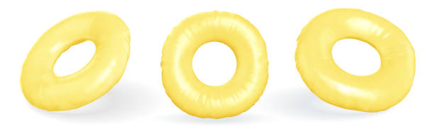 ilustrações de stock, clip art, desenhos animados e ícones de vector realistic illustration bright inflatable rings on a white background - life belt water floating on water buoy