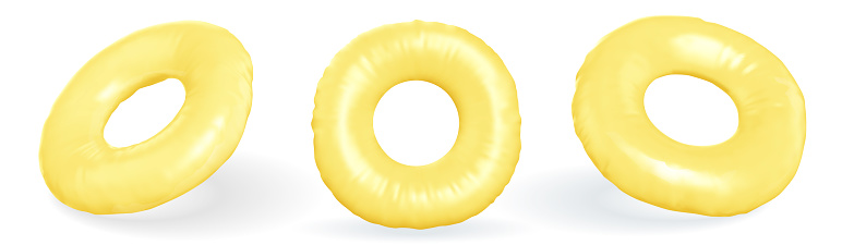 Vector realistic illustration bright inflatable rings on a white background