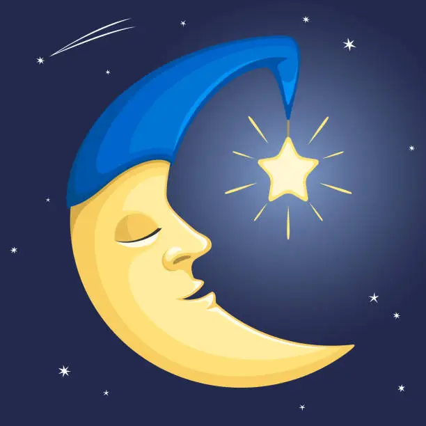 Vector illustration of Sleepy Moon