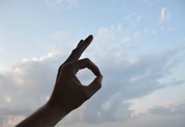 istock hand with a finger symbol against the sky at sunset 1485513700