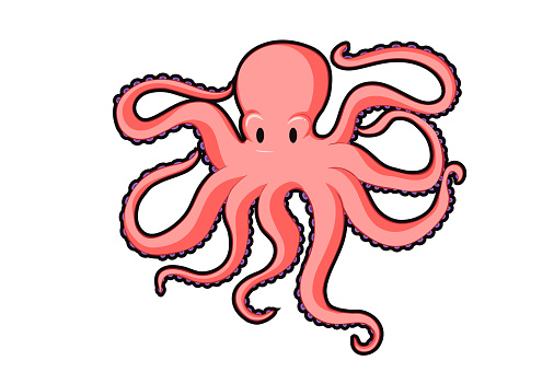Octopus animal clip art comic head mascot illustration art