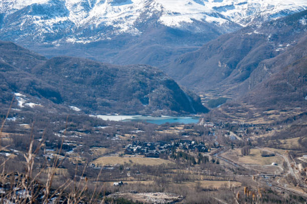 istock Benasque village aerial view in Huesca Pyrenees mountains Spain 1485516404