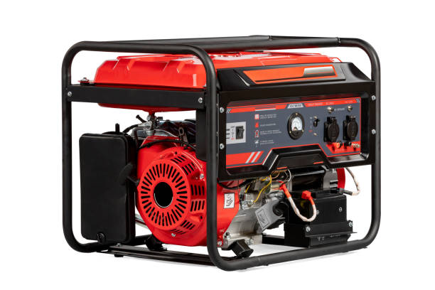 istock Portable red electric generator isolated on white for backup energy 1485520857