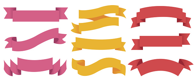 Big Ribbons Back Retro Ribbons Set Isolated White Background Stock Illustration ...