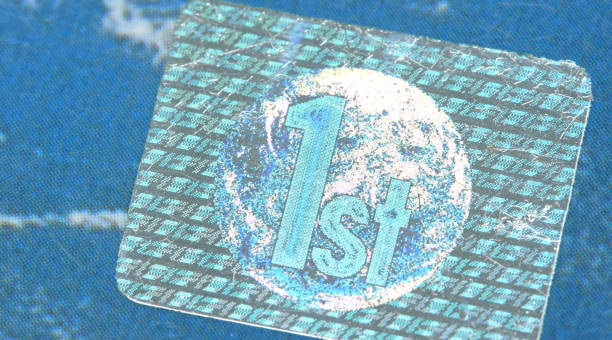 Card hologram printing with number 1, 1st first place, VIP, most important customer bonus advantage card, subscriber perks, winner, being the best, certificate abstract concept, object detail, nobody impresión de hologramas de tarjetas con número 1, 1er primer lugar, vip, tarjeta de ventaja de bonificación al cliente más importante, beneficios para suscriptores, ganador, ser el mejor, concepto abstracto del certificado, detalle del objeto, nadie