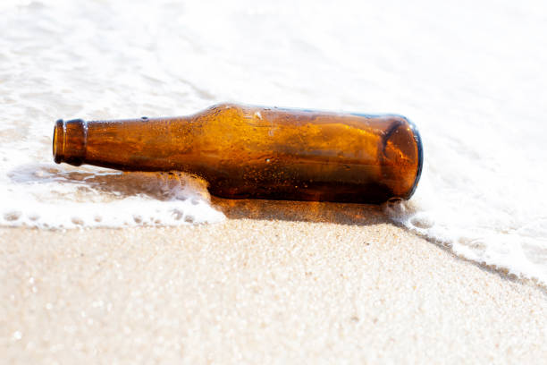 Glass bottle on the beach