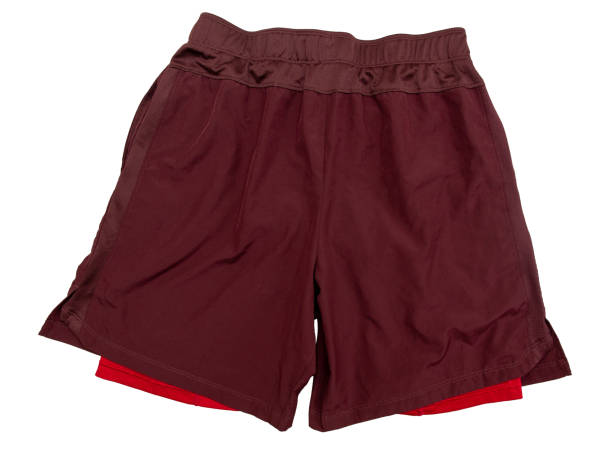 istock Red two-layer running shorts isolated on white background. 1485538898