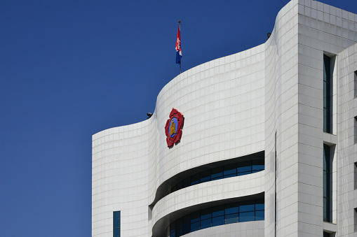 Ulan Bator, Mongolia: white façade of the Mongolian People's Party headquarters know as the Palace of Independence. The party was founded in 1921 by Damdiny Süchbaatar as a party based on Soviet- style real socialism. After the CPSU , the MPRP was the second longest-ruling Communist Party in the world in the 20th century. The MPP won the 2020 parliamentary election and the 2021 presidential election.