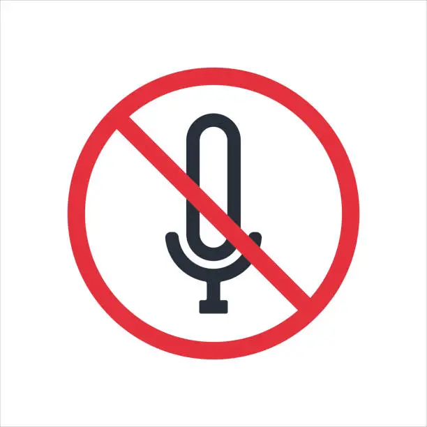 Vector illustration of Stop microphone vector illustration. Flat illustration iconic design of stop microphone, isolated on a white background.