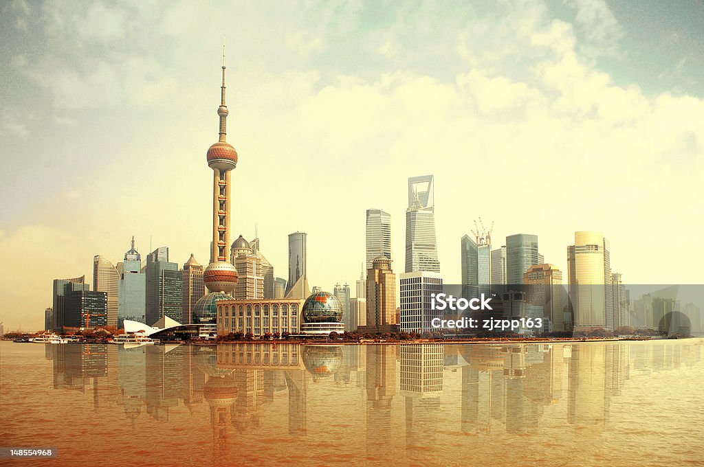 China Shanghai Sunrise skyline 2012 China Shanghai Sunrise skyline Building Exterior Stock Photo