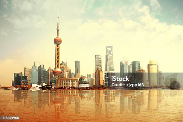 China Shanghai Sunrise Skyline Stock Photo - Download Image Now - Building Exterior, China - East Asia, East China