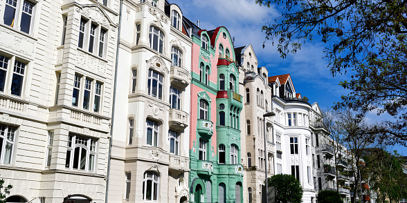 facades of beautiful art nouveau houses in cologne's suedstadt quarter
