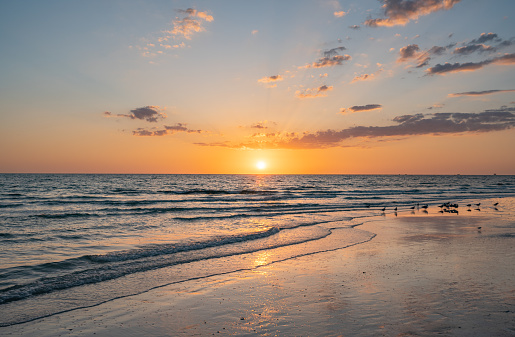 Vibrant sunset at Treasure Island Beach on the Gulf Coast of Florida USA
