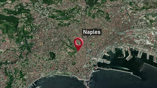 Naples City Map Zoom from Space to Earth