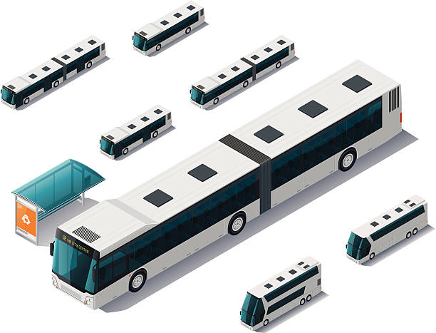 illustrations, cliparts, dessins animés et icônes de série isométrique bus - isometric car vector land vehicle