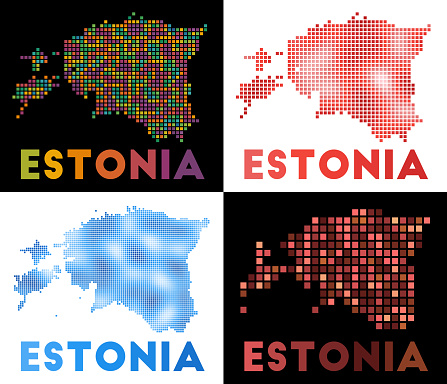 Estland Karte Sammlung Der Karte Von Estland Im Gepunkteten Stil Ränder