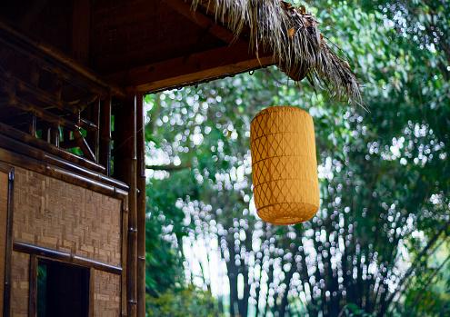 A retro yellow Chinese lantern