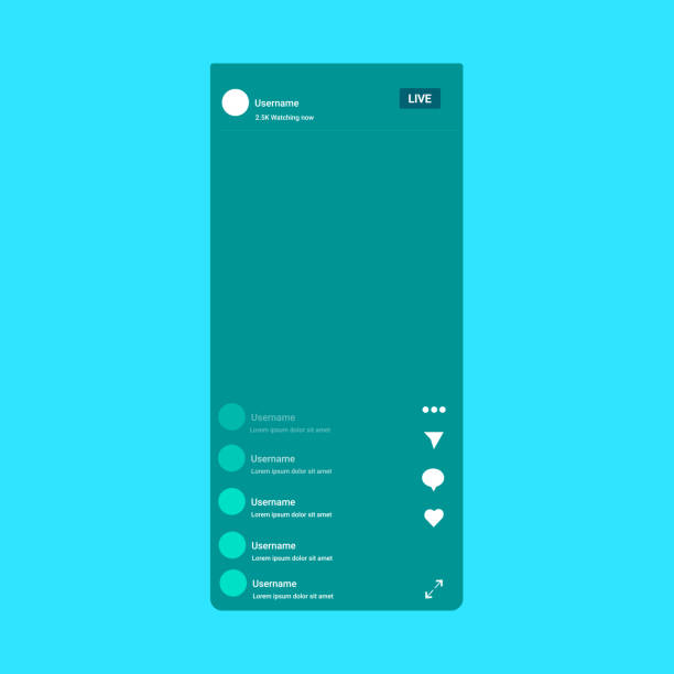 stockillustraties, clipart, cartoons en iconen met live streaming smartphone interface template - live streaming