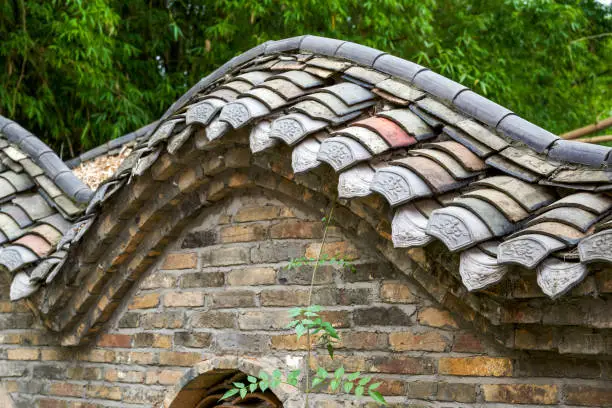 Old tile-roof house in rural Lingnan, China