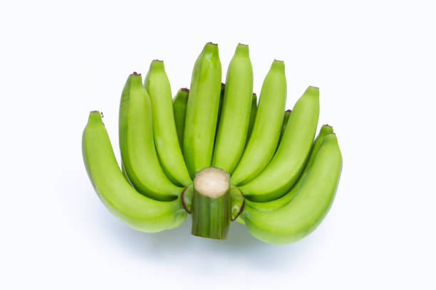 istock Green banana on white background 1485596810