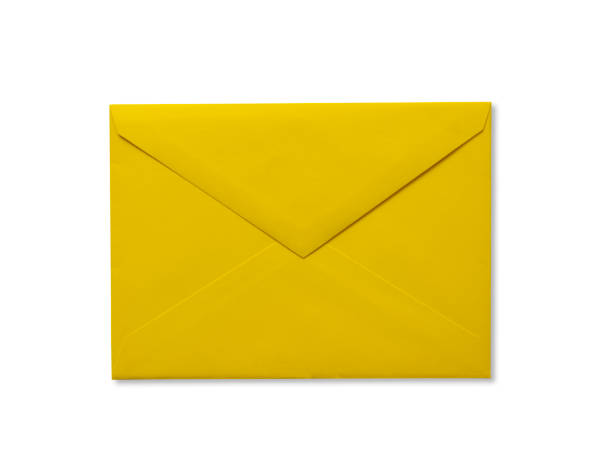 istock Isolated shot of closed yellow paper envelope on white background 1485605120