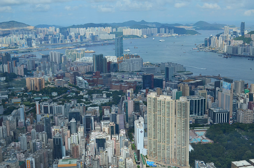 view of cityscape, Victoria Harbour, Hong Kong 6 July 2013