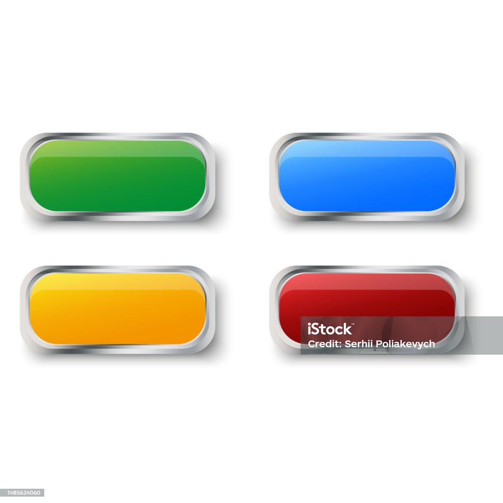 Rectangular 3d Button 3d Set With Rectangular Colored Buttons Vector Illustration Stock ...
