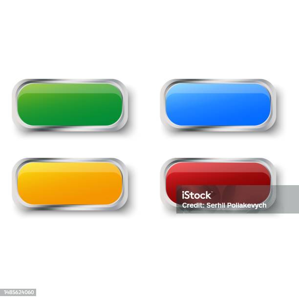 3d Rectangular Click Button 3d Set With Rectangular Colored Buttons Vector Illustration Stock ...